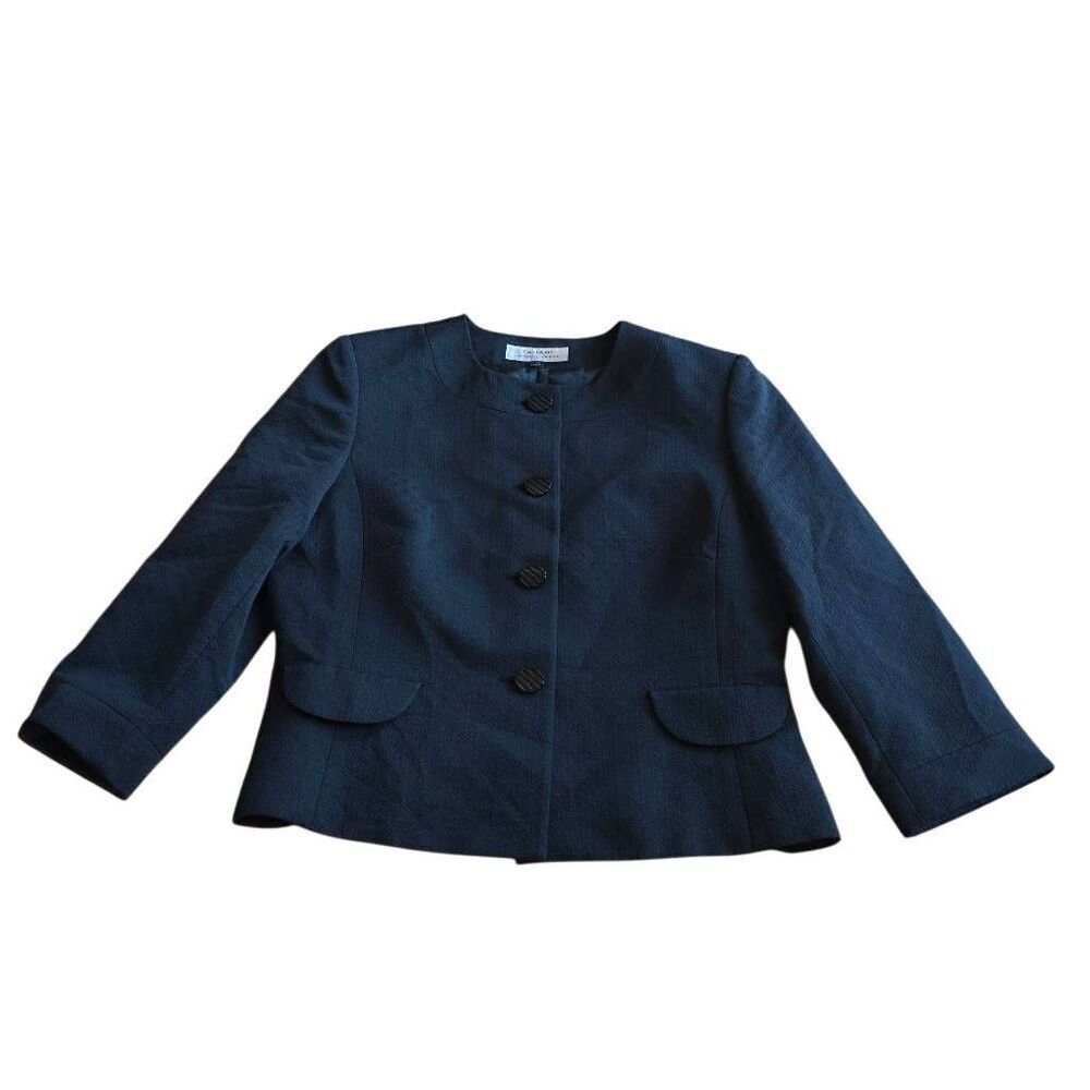 Tahari Arthur S Levine womens Sz 14 black textured blazer career